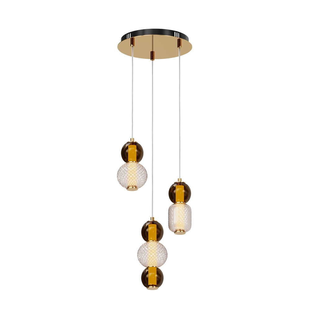 Pendul Maytoni Drop cu 3 Suspensii, Auriu