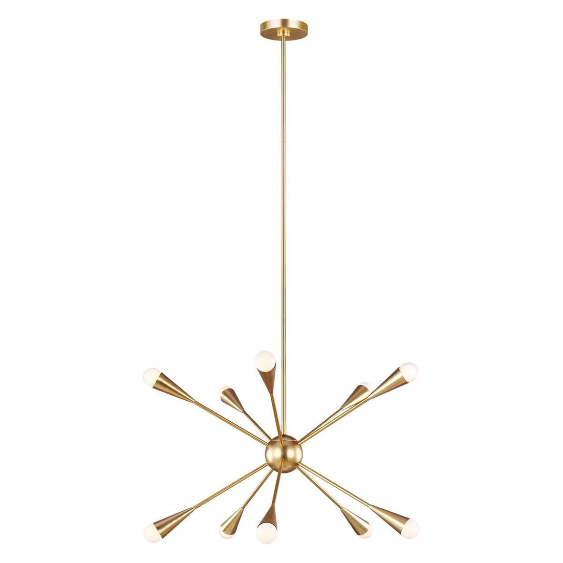 Candelabru Jax – 10 becuri, design Starburst Art Deco, Finisaj Burnished Brass