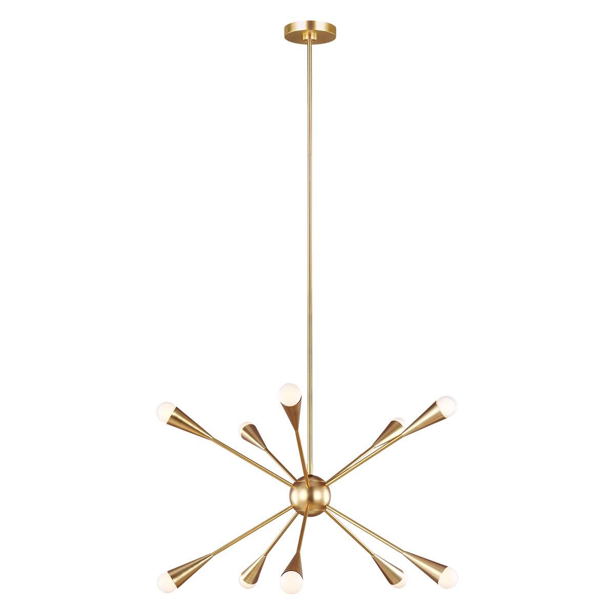 Candelabru Jax – 10 becuri, design Starburst Art Deco, Finisaj Burnished Brass