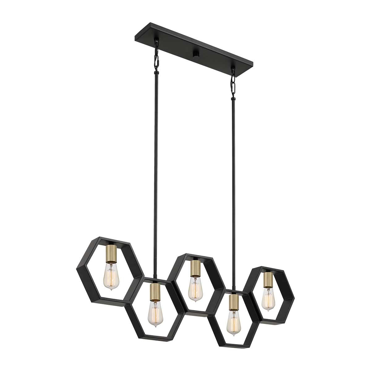 Suspensie 5Lt Bismarck – Design Geometric Modern, Earth Black & Auriu
