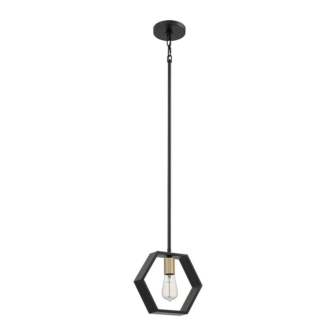 Suspensie 1 bec Bismarck – Design Geometric Modern, Negru Earth Black & Auriu