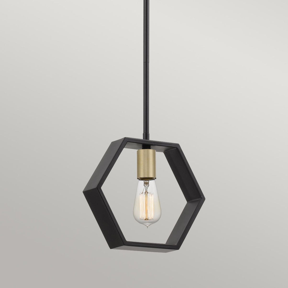 Suspensie 1 bec Bismarck – Design Geometric Modern, Negru Earth Black & Auriu