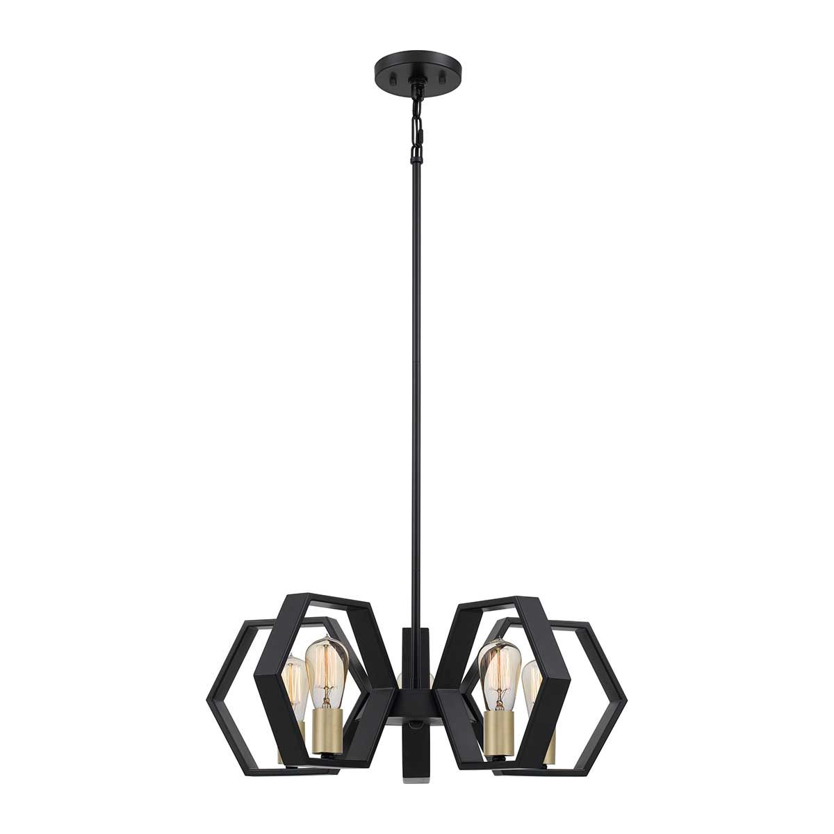Candelabru 5Lt Bismarck – Design Geometric Modern, Earth Black & Auriu