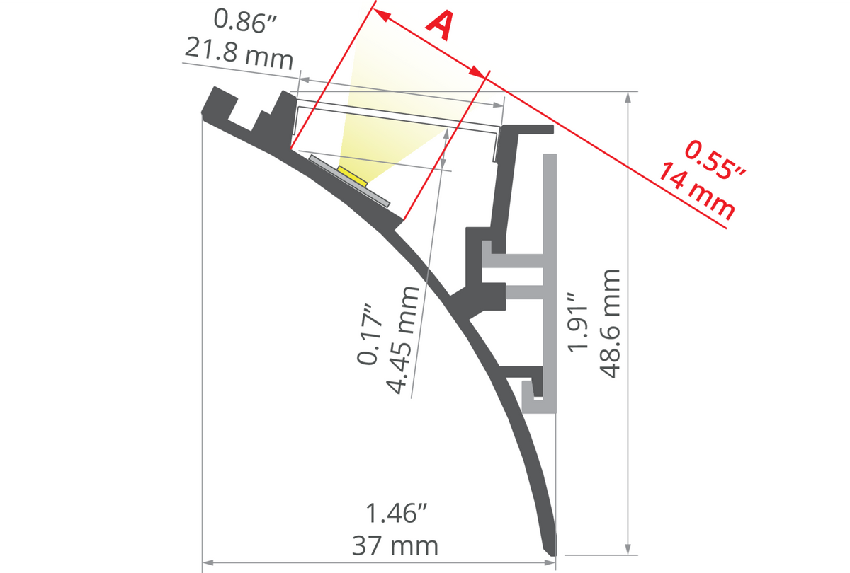 Desen tehnic profil aluminiu WERKIN, secțiune 37 × 48,6 mm