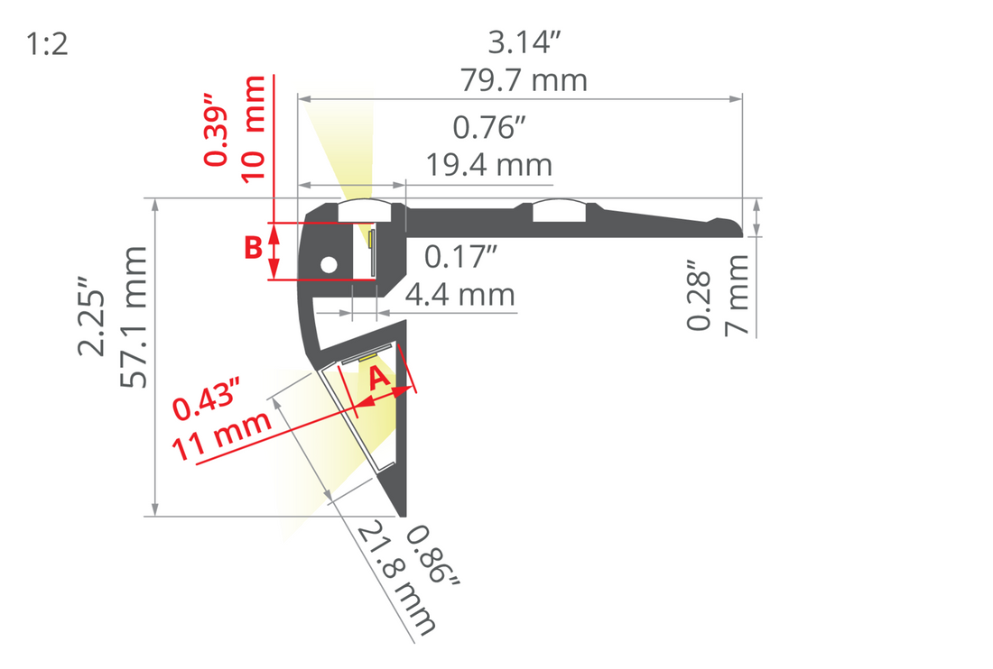 Desen tehnic profil aluminiu STEPUS, secțiune 79,7 × 56,1 mm