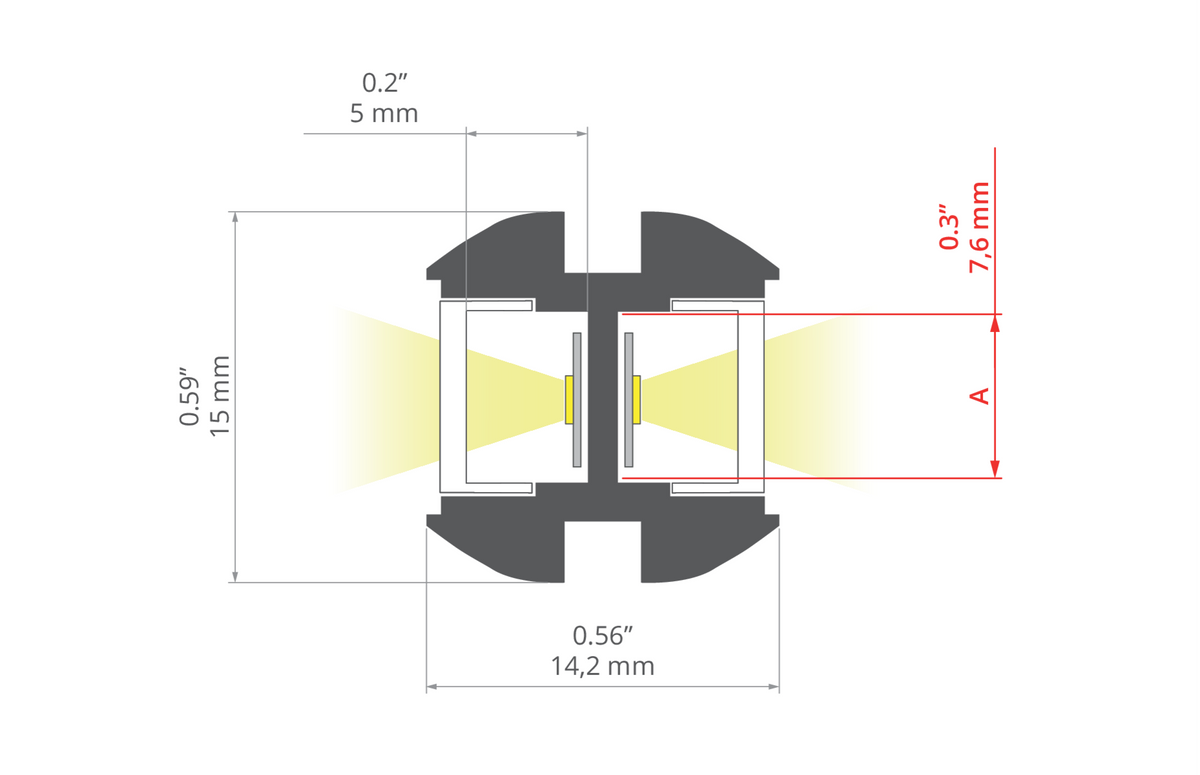 Desen tehnic profil aluminiu PIKO-DUO, secțiune 15 × 14,2 mm