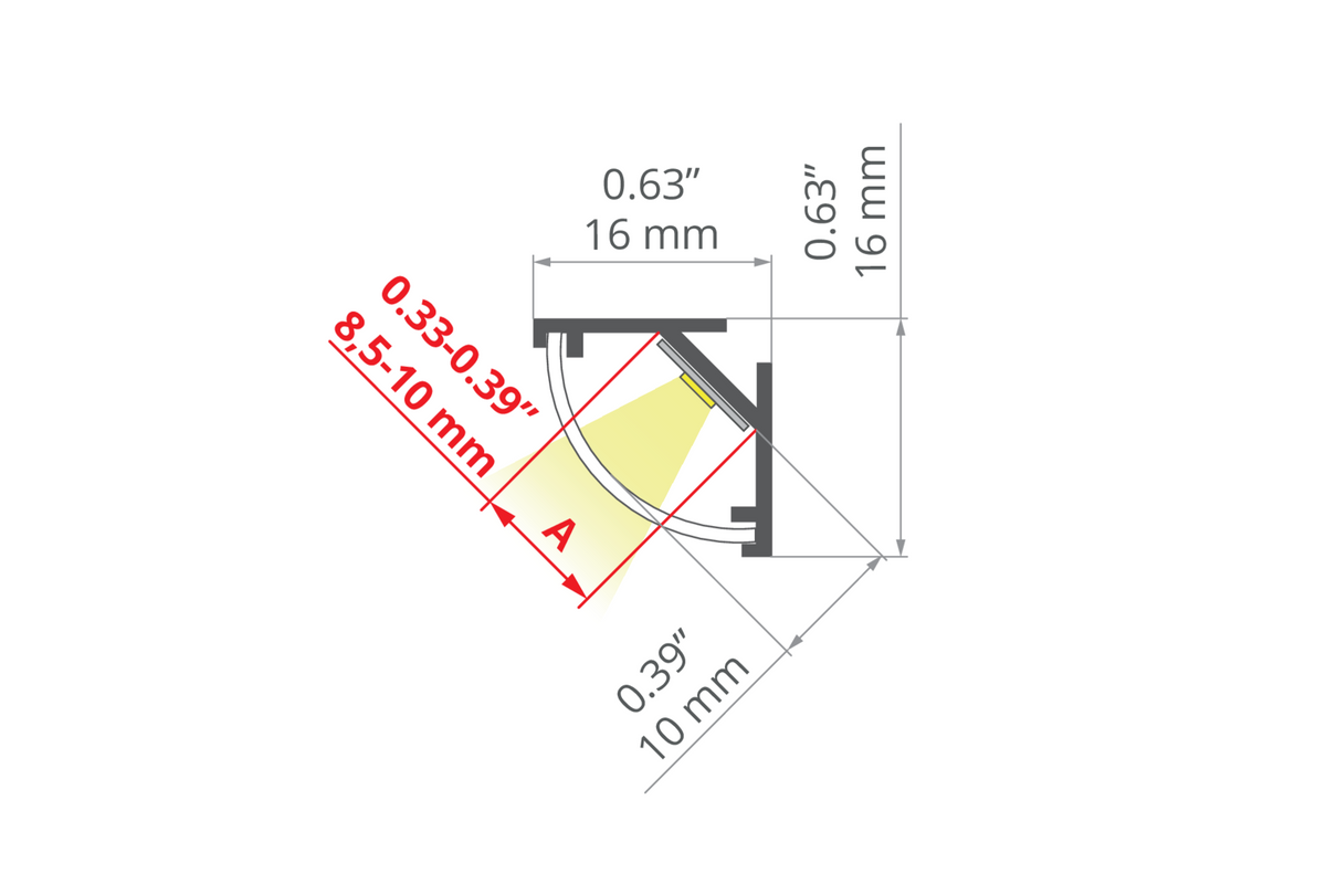 Desen tehnic profil aluminiu KOPROMA, secțiune 16 × 16 mm