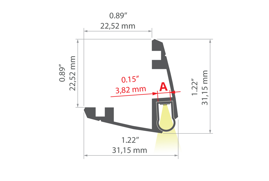 Desen tehnic profil aluminiu ROGER, secțiune 31,1 × 31,1 mm