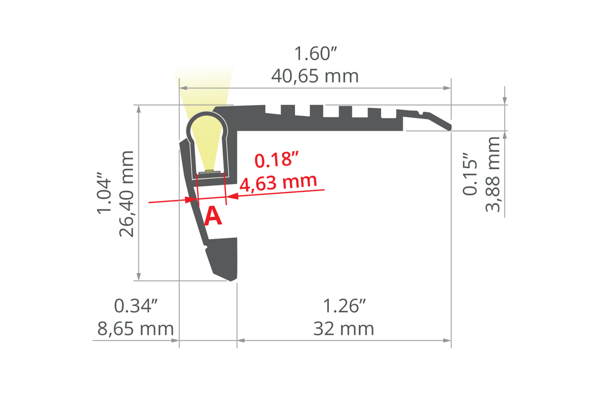 Desen tehnic profil aluminiu STEKO-PLUS, secțiune 40,6 × 26,1 mm