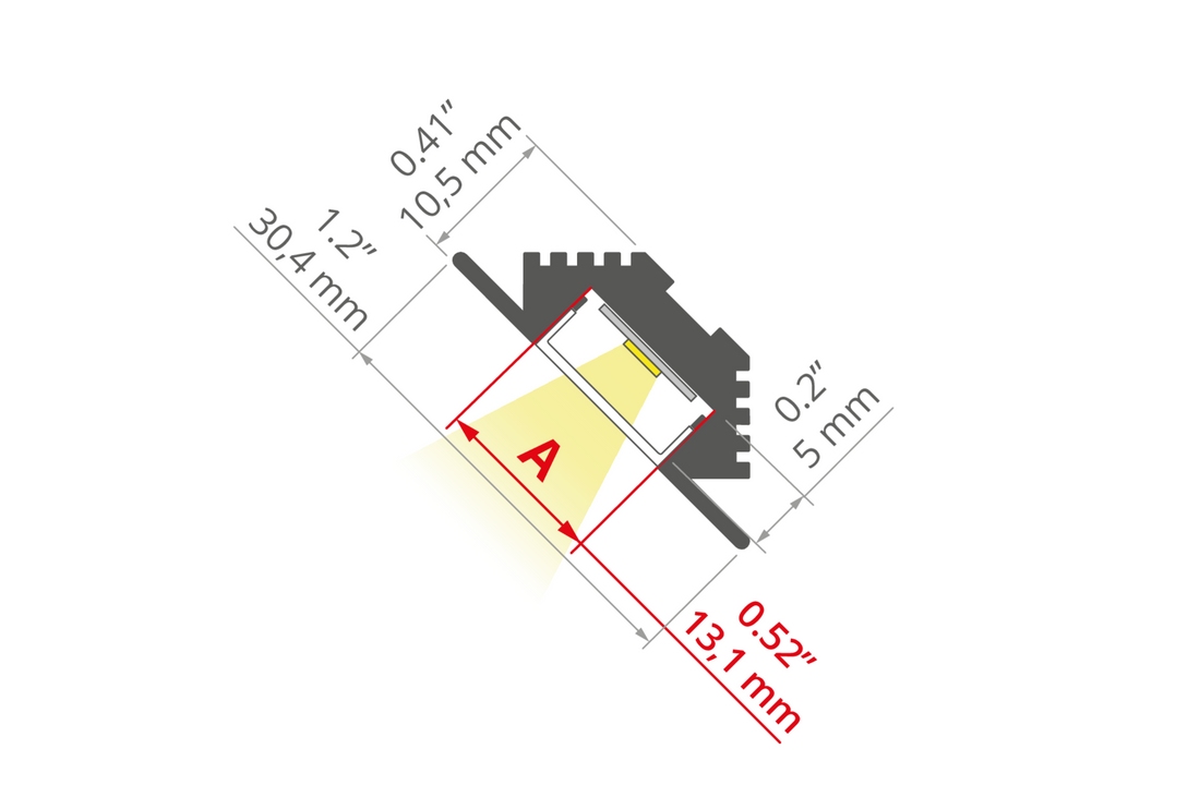 Desen tehnic profil aluminiu PAC-ALU, secțiune 30,4 × 10,5 mm