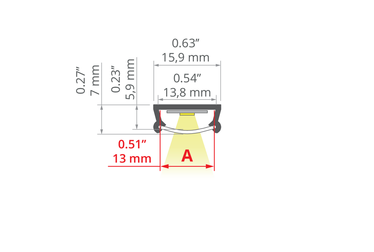 Desen tehnic profil aluminiu TAMI, secțiune 15,9 × 7 mm