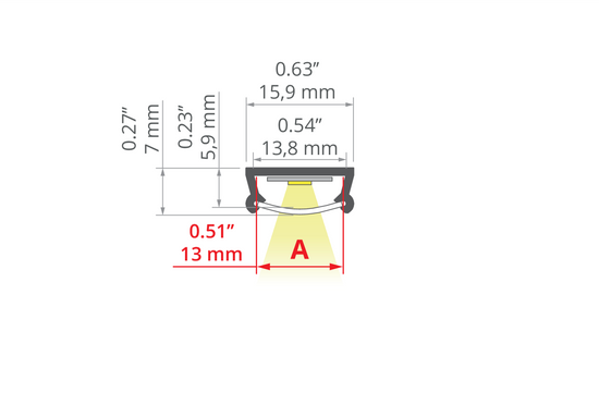 Desen tehnic profil aluminiu TAMI, secțiune 15,9 × 7 mm