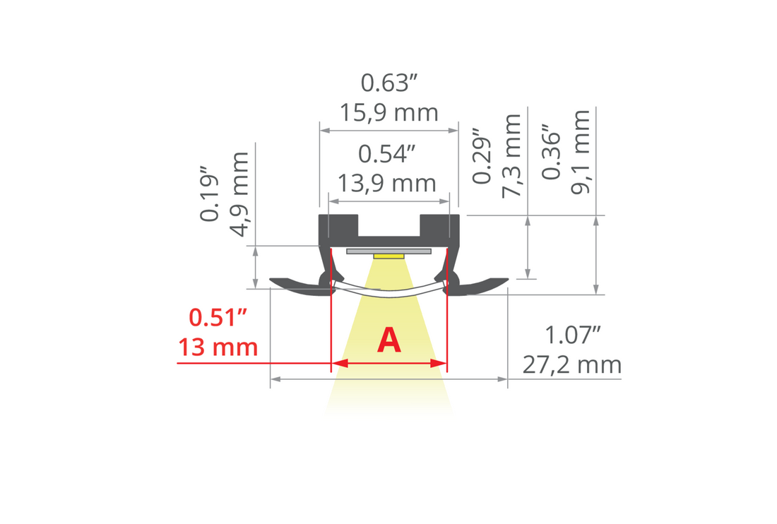 Desen tehnic profil aluminiu TAKO, secțiune 27,2 × 9,1 mm
