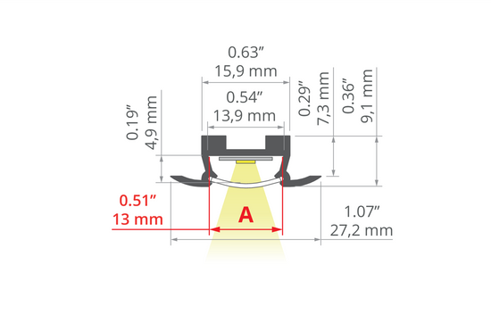 Desen tehnic profil aluminiu TAKO, secțiune 27,2 × 9,1 mm