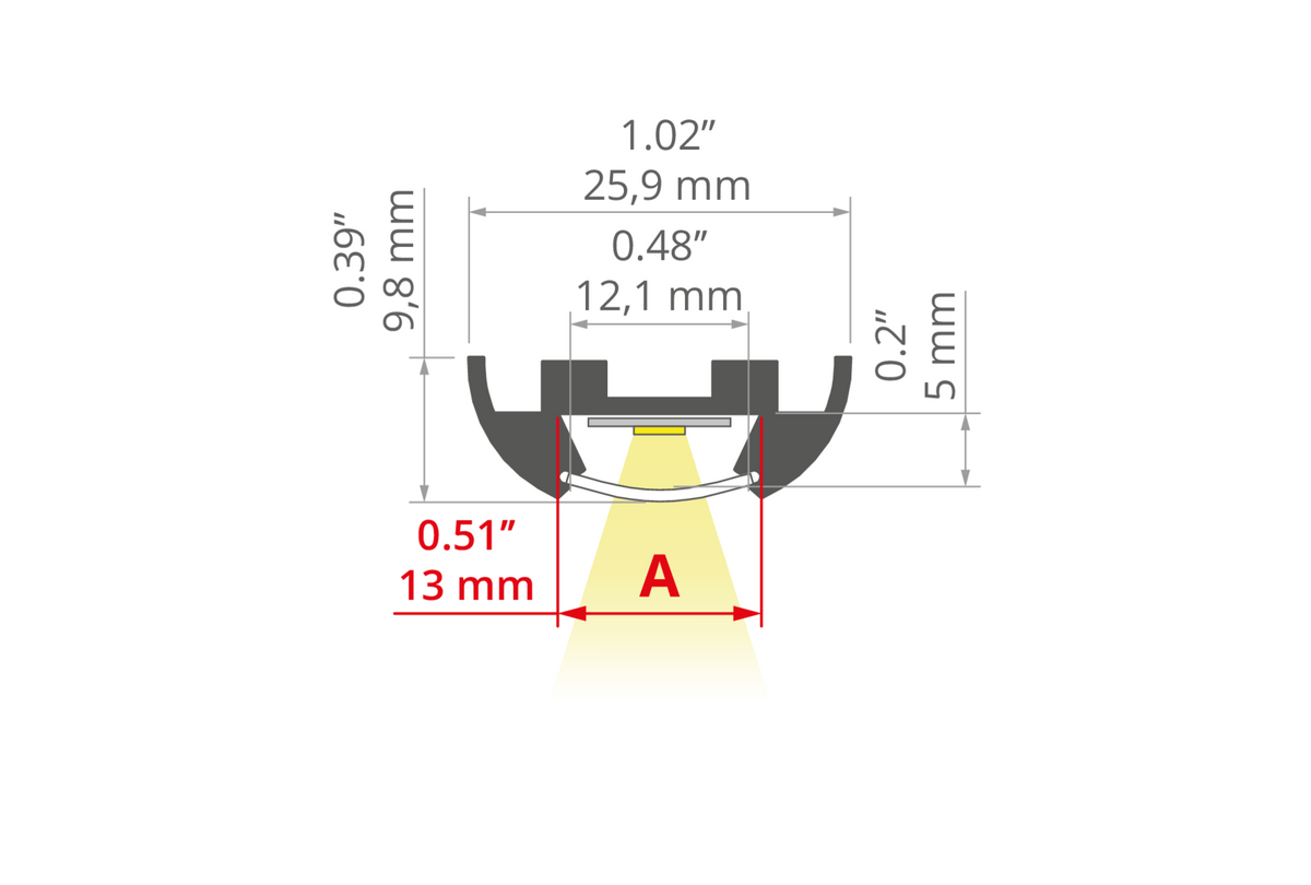 Desen tehnic profil aluminiu TOST, secțiune 25,9 × 9,1 mm