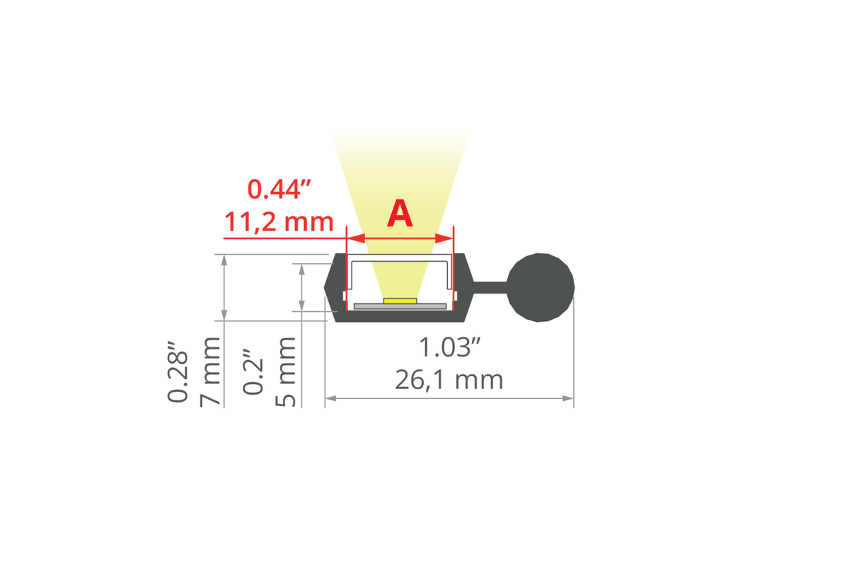 Desen tehnic profil aluminiu POLI, secțiune 26,1 × 7 mm