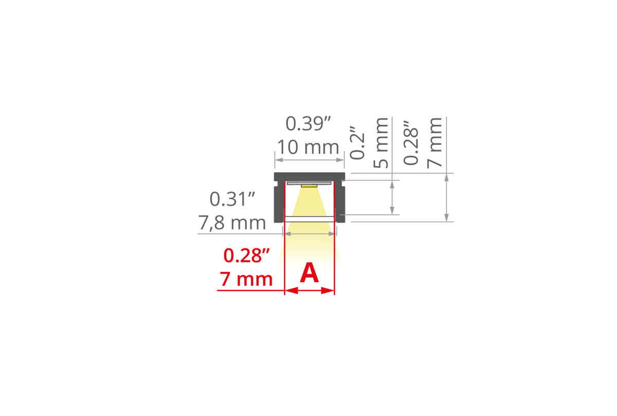 Desen tehnic profil aluminiu PIKO, secțiune 10 × 7 mm