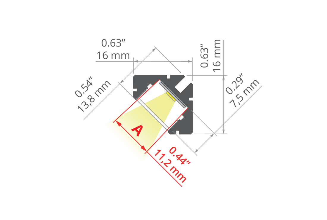 Desen tehnic profil aluminiu 45-16, secțiune 16 × 16 mm