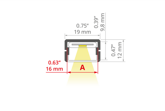 Desen tehnic profil aluminiu SILER, secțiune 19 × 12 mm