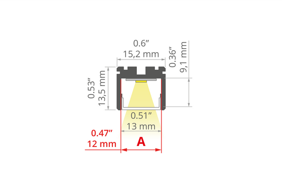Desen tehnic profil aluminiu OPK-4, secțiune 15,2 × 13,5 mm