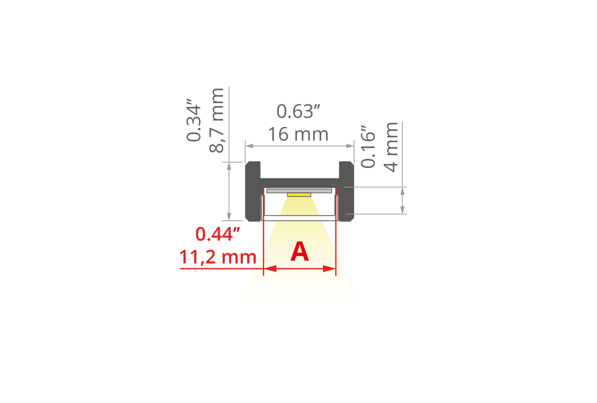 Desen tehnic profil aluminiu MICRO-H, secțiune 16 × 8,7 mm