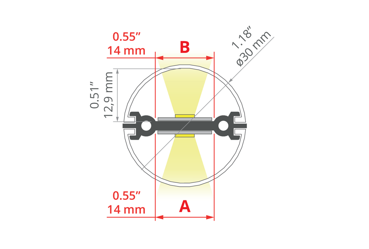 Desen tehnic profil aluminiu JAZ-DUO, secțiune 30 × 6,8 mm