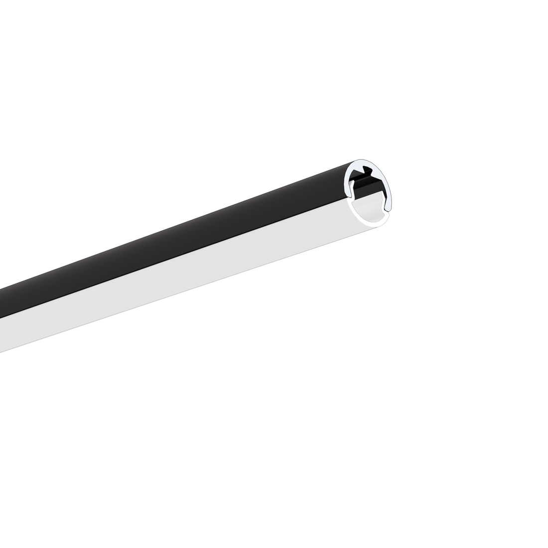 Profil aluminiu bandă LED PIKO-O rotund, negru anodizat