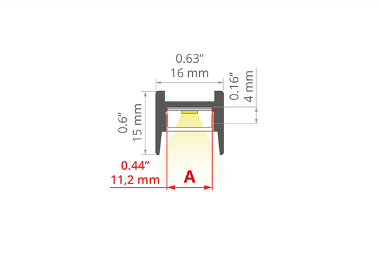 Desen tehnic profil aluminiu MICRO-HG, secțiune 16 × 15 mm