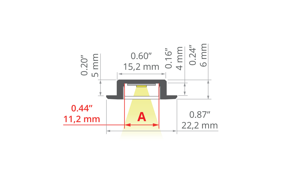 Desen tehnic profil aluminiu MICRO-NK, secțiune 22,2 × 6 mm