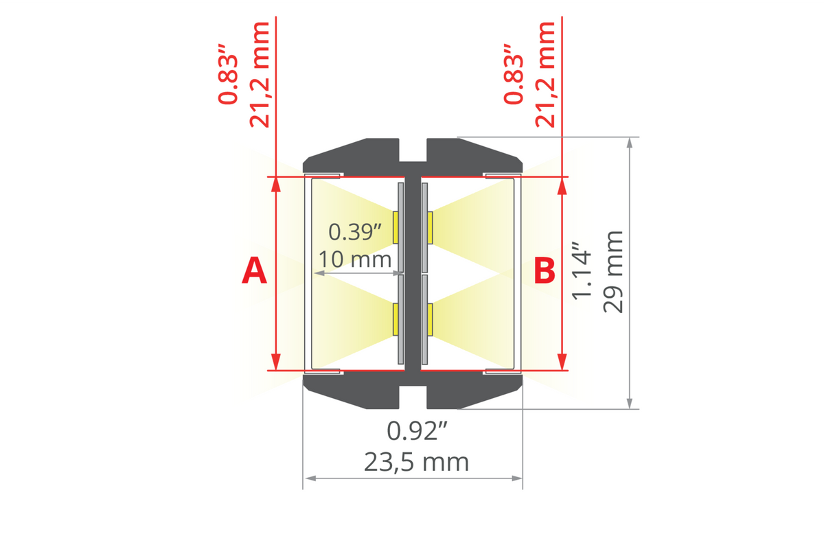 Desen tehnic profil aluminiu GIZA-DUO-LL, secțiune 23,5 × 29 mm