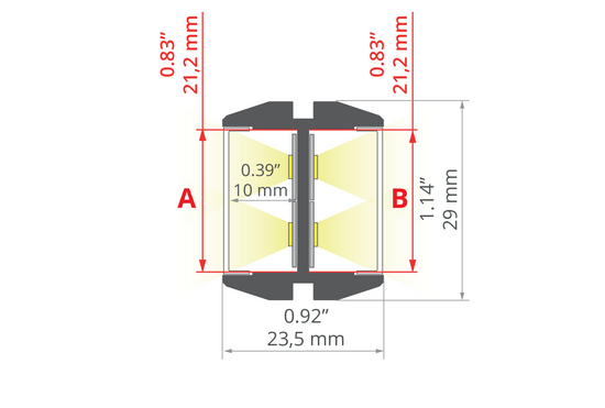 Desen tehnic profil aluminiu GIZA-DUO-LL, secțiune 23,5 × 29 mm