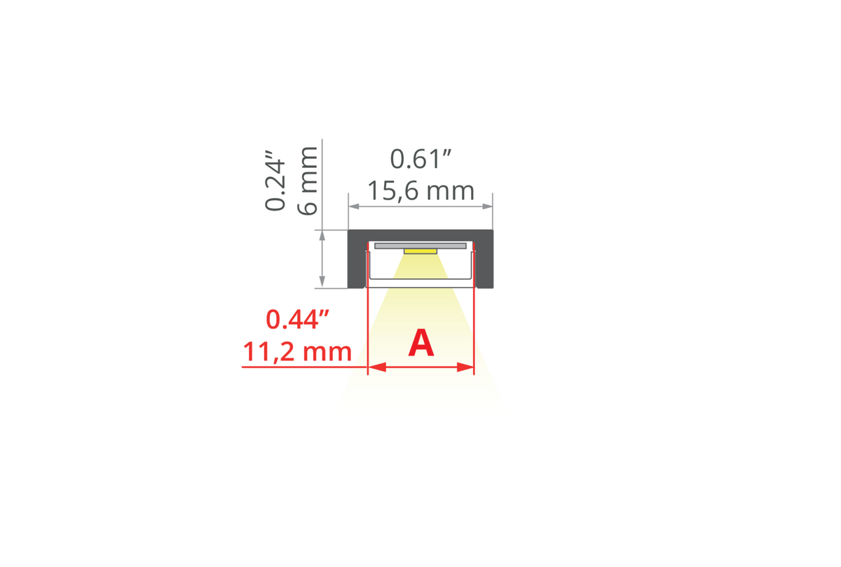 Desen tehnic profil aluminiu MICRO-PLUS, secțiune 15,6 × 6 mm