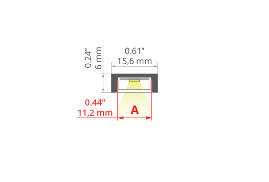Desen tehnic profil aluminiu MICRO-PLUS, secțiune 15,6 × 6 mm