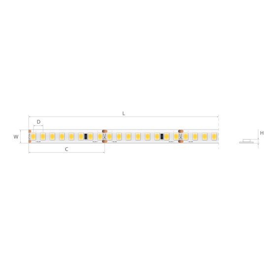 Bandă LED 24V 2 W/m, 160 LED/m, CRI 90, IP20, 8 mm