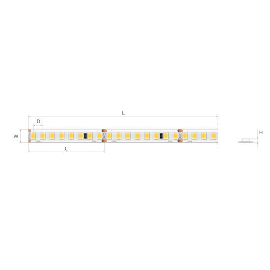 Bandă LED 24V 3,6 W/m, 160 LED/m, CRI 90, IP20, 8 mm