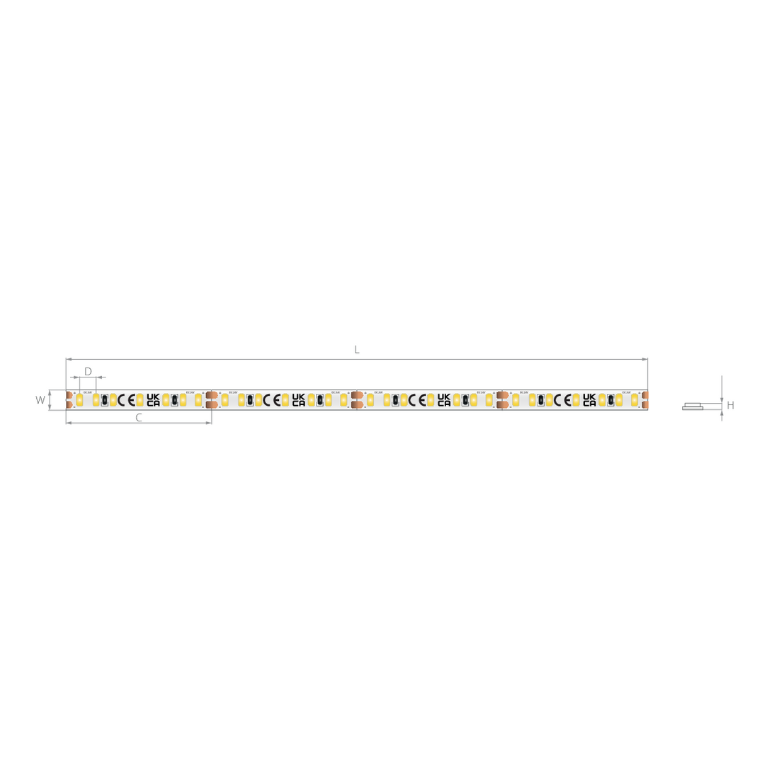 Bandă LED îngustă 24V 4,5 W/m, 196 LED/m, CRI 90, IP20, 5 mm