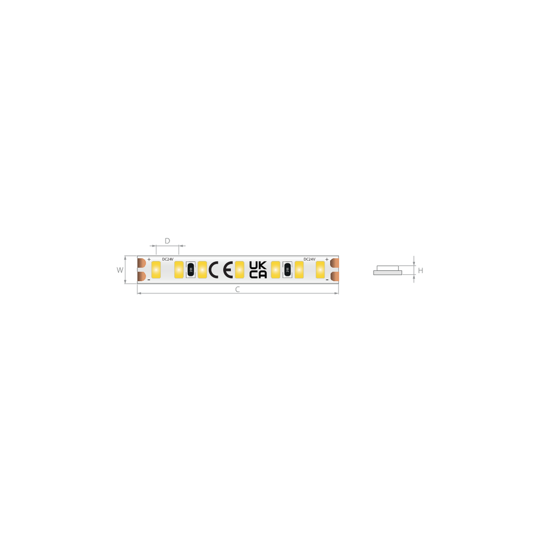 Desen tehnic bandă LED îngustă 24V 4,5 W/m, 196 LED/m, CRI 90, IP20, 5 mm