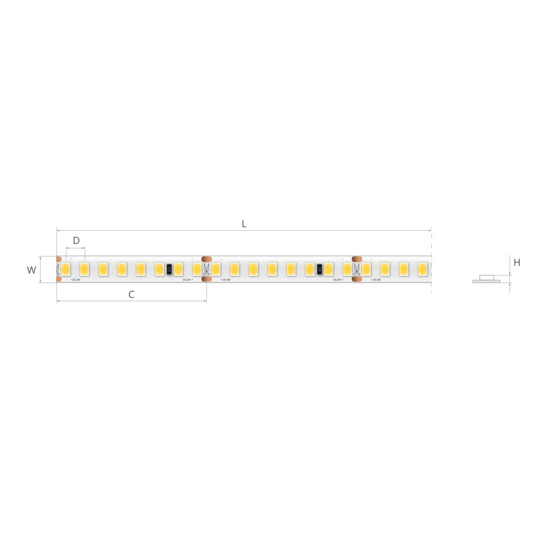 Bandă LED 24V 7,2 W/m, 160 LED/m, CRI 90, IP20, 8 mm