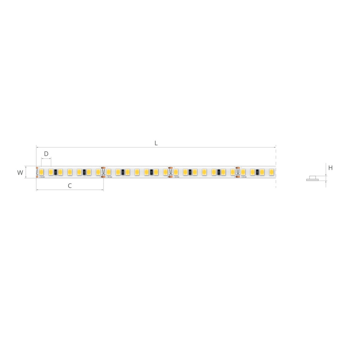 Bandă LED îngustă 24V 9,1 W/m, 196 LED/m, CRI 90, IP20, 5 mm