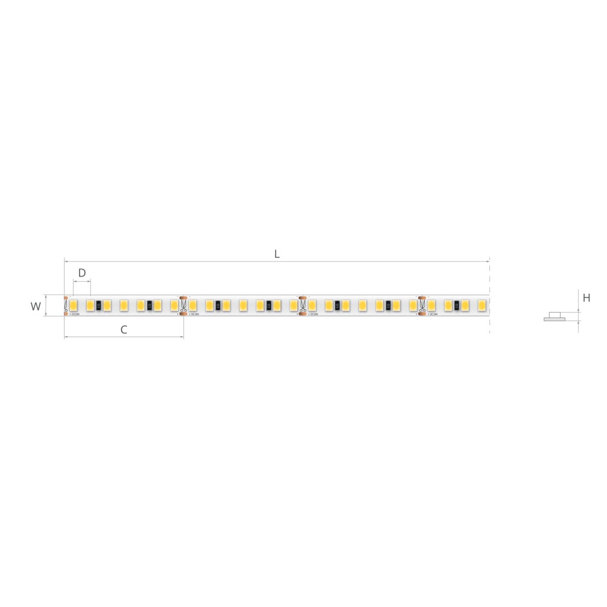 Bandă LED îngustă 24V 9,1 W/m, 196 LED/m, CRI 90, IP20, 5 mm