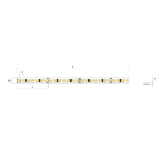 Bandă LED îngustă 24V 9,1 W/m, 196 LED/m, CRI 90, IP20, 5 mm