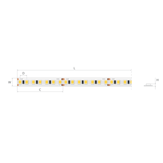 Bandă LED 24V 10 W/m, 140 LED/m, CRI 90, IP20, 8 mm