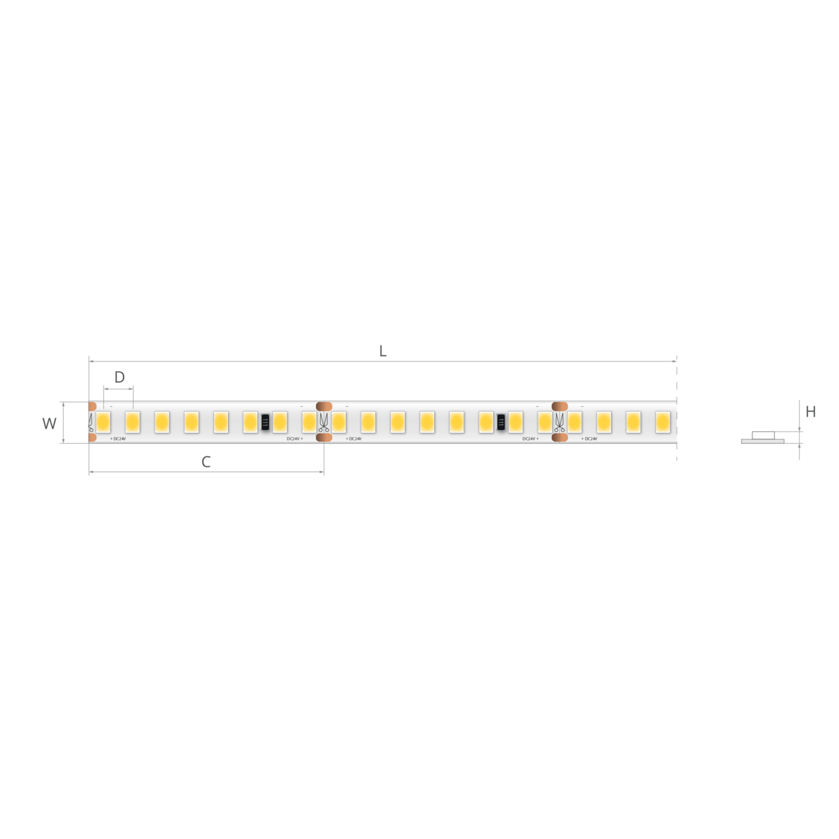 Bandă LED 24V 10,8 W/m, 160 LED/m, CRI 90, IP20, 8 mm