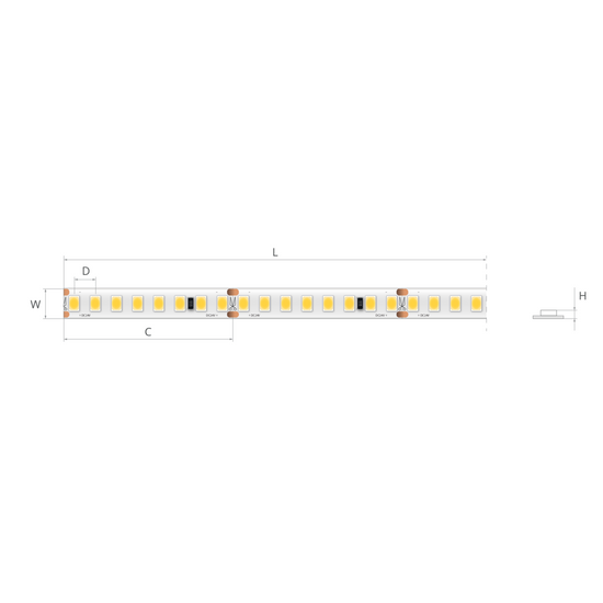 Bandă LED 24V 10,8 W/m, 160 LED/m, CRI 90, IP20, 8 mm