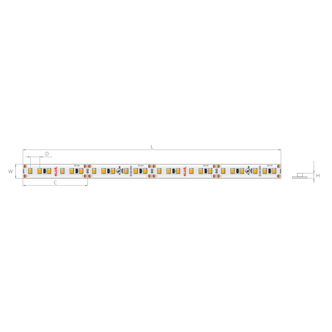 Bandă LED albastră 24V 9,6 W/m, 120 LED/m, IP20, 8 mm