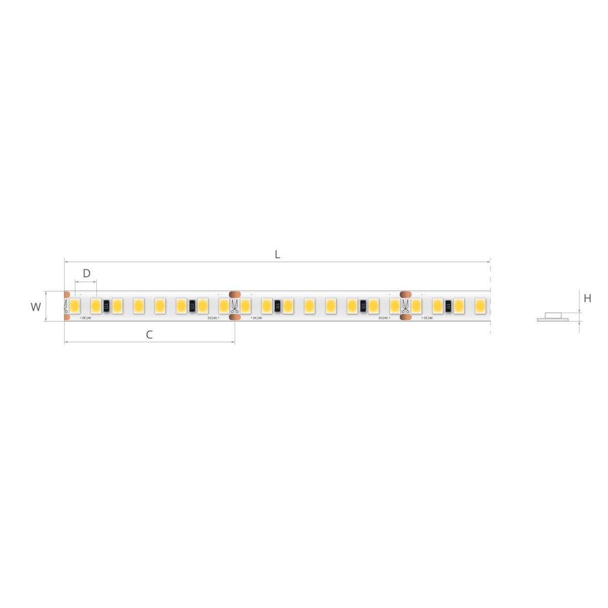 Bandă LED 24V 14,4 W/m, 160 LED/m, CRI 90, IP20, 10 mm