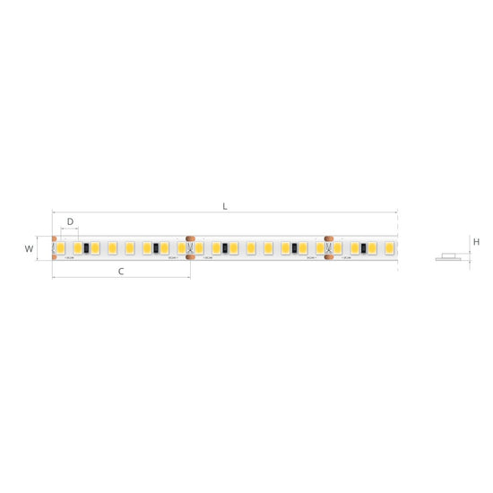 Bandă LED 24V 14,4 W/m, 160 LED/m, CRI 90, IP20, 10 mm