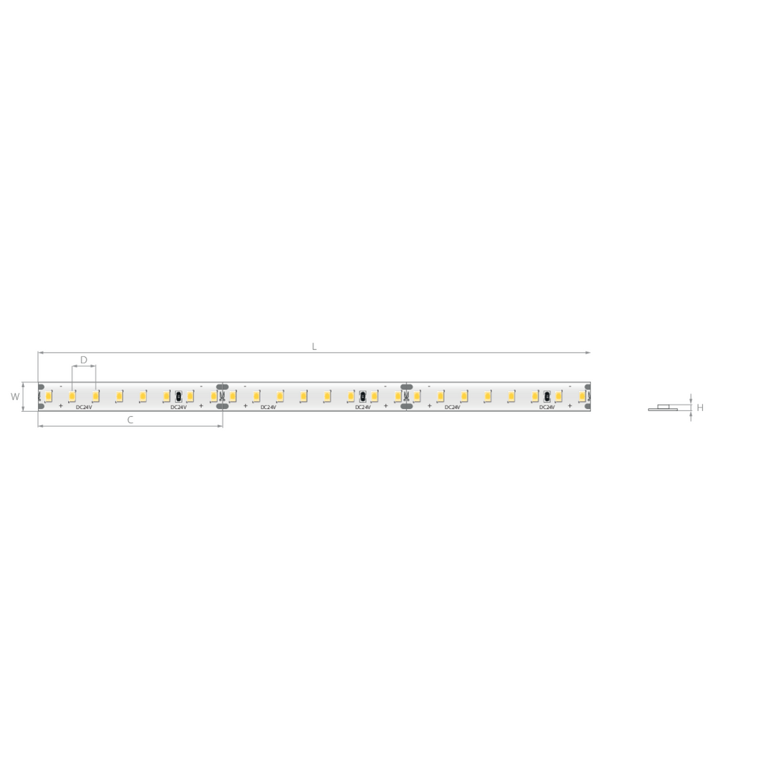 Bandă LED 24V 24 W/m, 160 LED/m, CRI 90, IP20, 10 mm