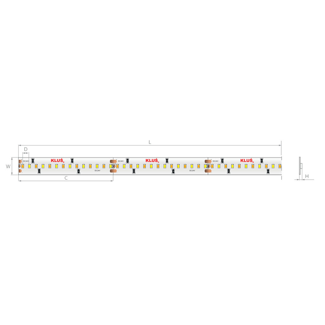 Bandă LED tunable white 24V 14,4 W/m, 252 LED/m, CRI 90, IP20, 10 mm