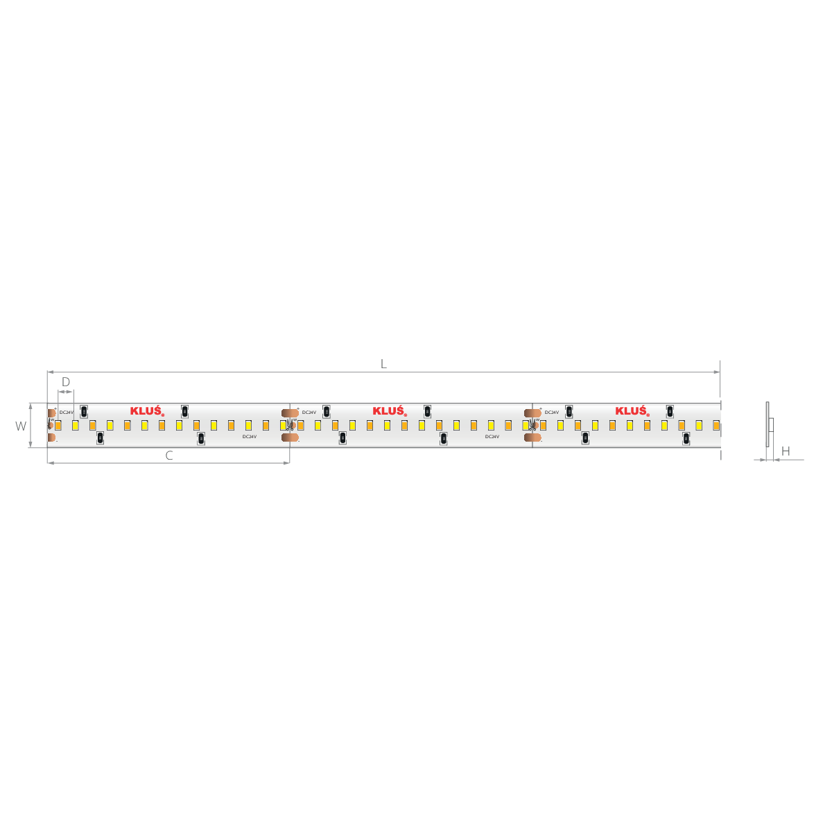Bandă LED tunable white 24V 14,4 W/m, 252 LED/m, CRI 90, IP20, 10 mm
